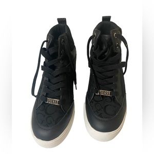 Guess High-top, Wedge heels Sneakers, Size 9M, sparkle Black